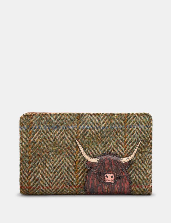 Yoshi - Highland Cow Tweed/ Leather Purse