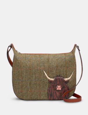 Yoshi - Highland Cow Tweed Hobo Bag